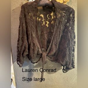 Lauren Conrad Black  Lace Cardigan L